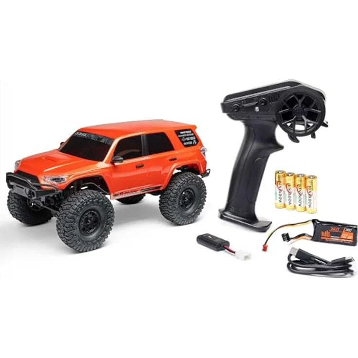 Axial SCX24 Toyota 4Runner 1/24 4WD RTR, Micro-Crawler mit Spektrum SLT2, 350 mAh LiPo Akku & USB-Ladegerät, orange – Bild 1