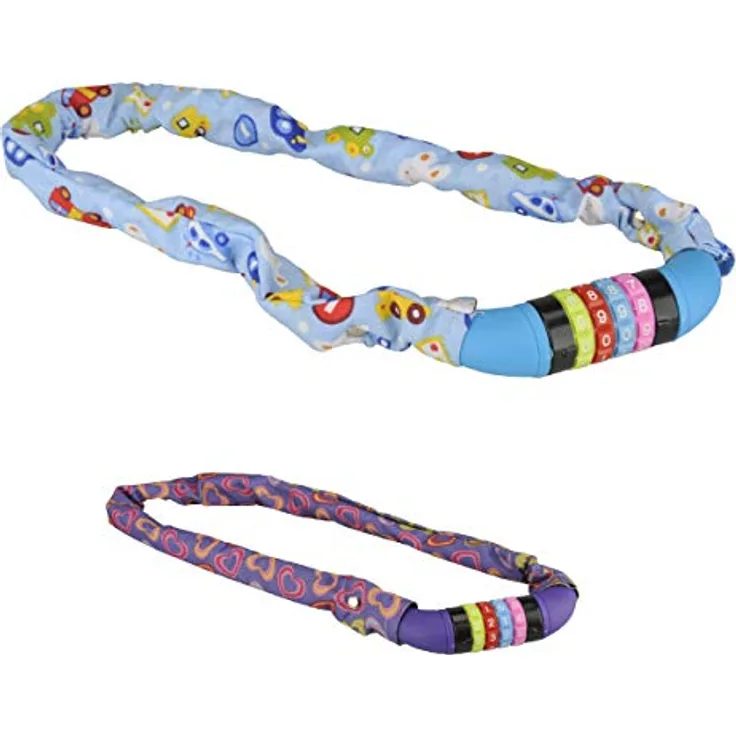 FISCHER 85895 Kinder Kettenschloss Zahlen Boys, Länge: 65 cm, Blau - Autos