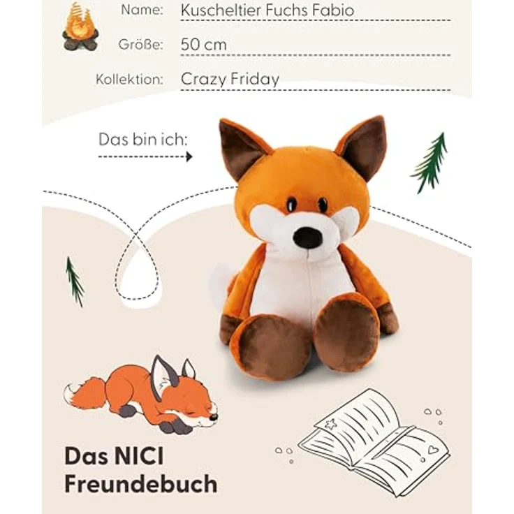 NICI Fuchs Fabio 50cm, orange, weiches Kuscheltier aus recyceltem Material, ideales Geschenk für Kinder & Erwachsene | 65697 – Bild 5