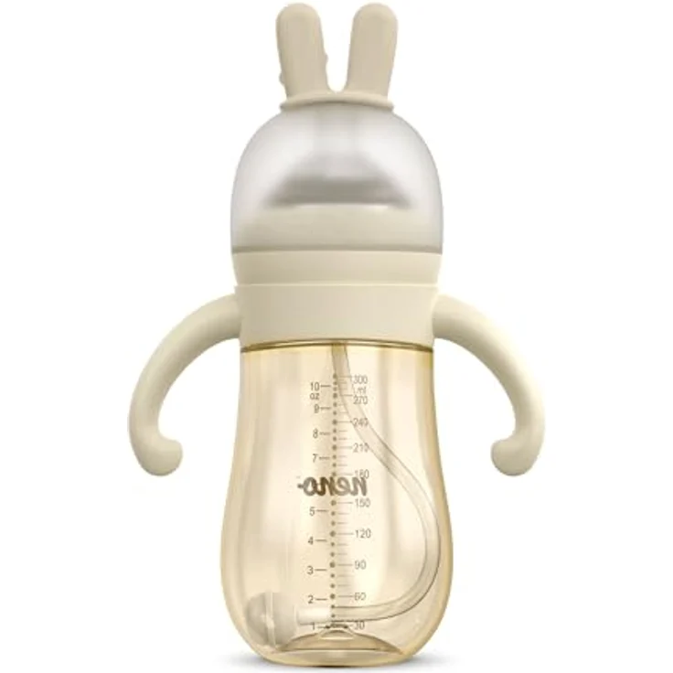 NENO Mio 6 m+ Babyflasche, 300 ml mit Haltegriffen, cremefarben, spülmaschinengeeignet – Bild 4