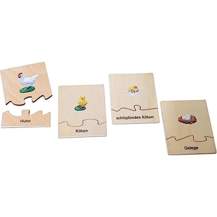 Betzold Lebenszyklus Huhn, Holz-Puzzle mit Phasen der Entwicklung vom Ei zum Huhn, für Kinder ab 5 Jahren – Bild 5