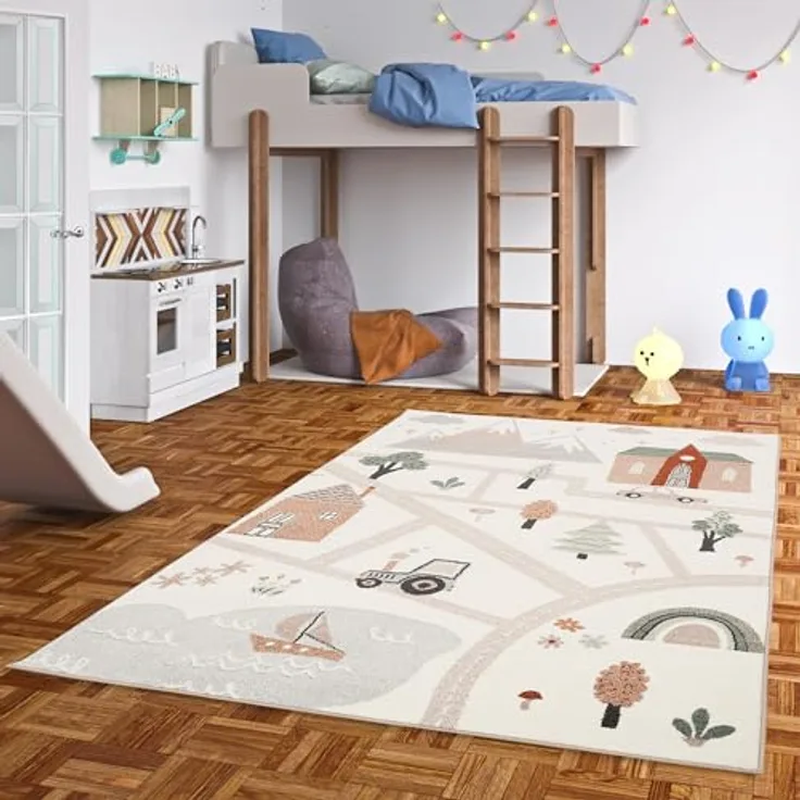 Pergamon Kinder Teppich Softstar Kids Little City, Gewebt aus 100% Polypropylen, schadstoffgeprüft nach Öko-Tex Standard 100, 5 Größen verfügbar