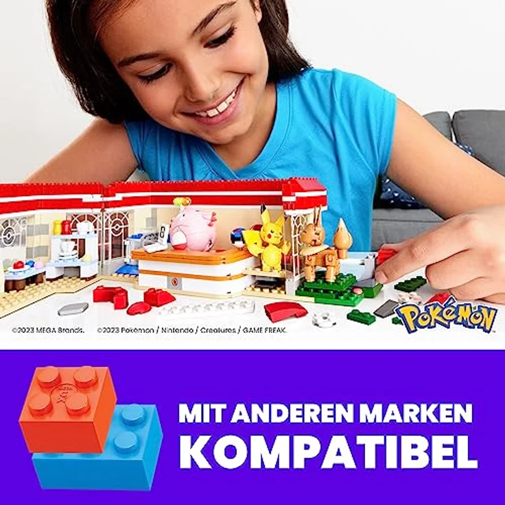 MEGA POKÉMON - 648-teiliges Bauset mit Pikachu, Chaneira, Evoli und Togepi - kombinierbar zu einer Pokémon-Welt mit sich bewegenden Elementen, für Kinder ab 7 Jahren, HNT93 – Bild 2
