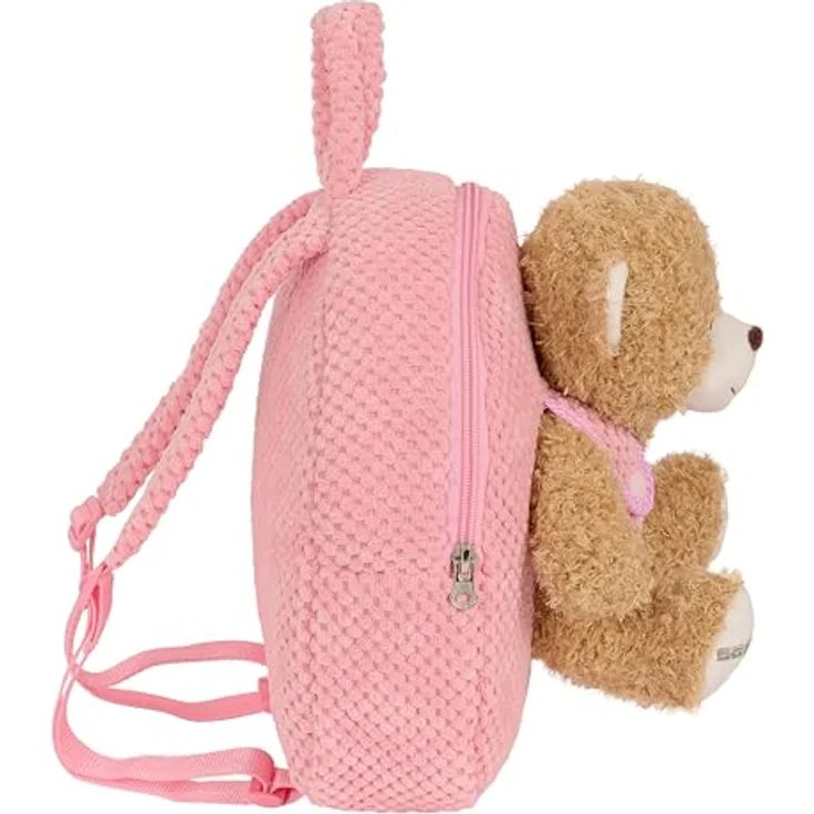 Safta Kindergartentasche, Kinderrucksack mit abnehmbarem Plüschbär, 4,65 Liter, Rosa – Bild 3