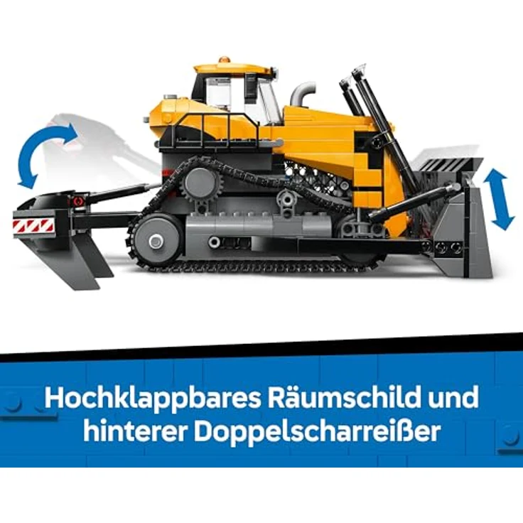 LEGO City 60466 Gelber Bulldozer, 682-teiliges Bauspielzeug für Kinder ab 8 Jahren mit beweglichem Räumschild, 24 cm lang – Bild 6