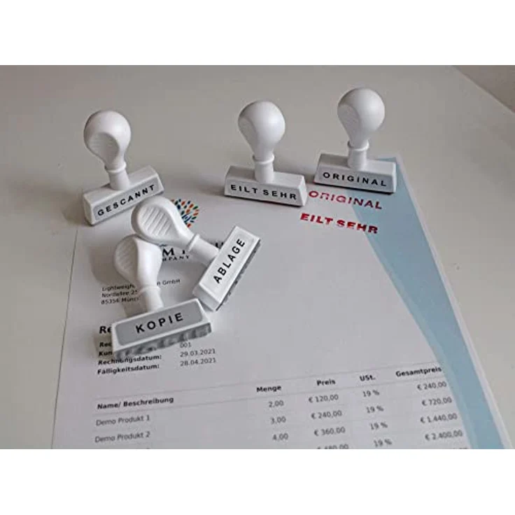 WEDO Textstempel "Gescannt", kompaktes Modell mit 4,5 cm Breite, Kunststoffgehäuse, Made in Germany – Bild 2