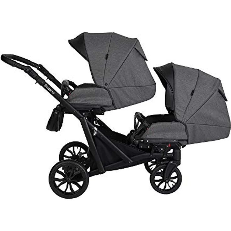 Kunert BOOSTER 3in1 2in1 Zwillingskinderwagen Komplettset in Graphit, mit Babywanne, Sportaufsatz und Babyschale – Bild 3