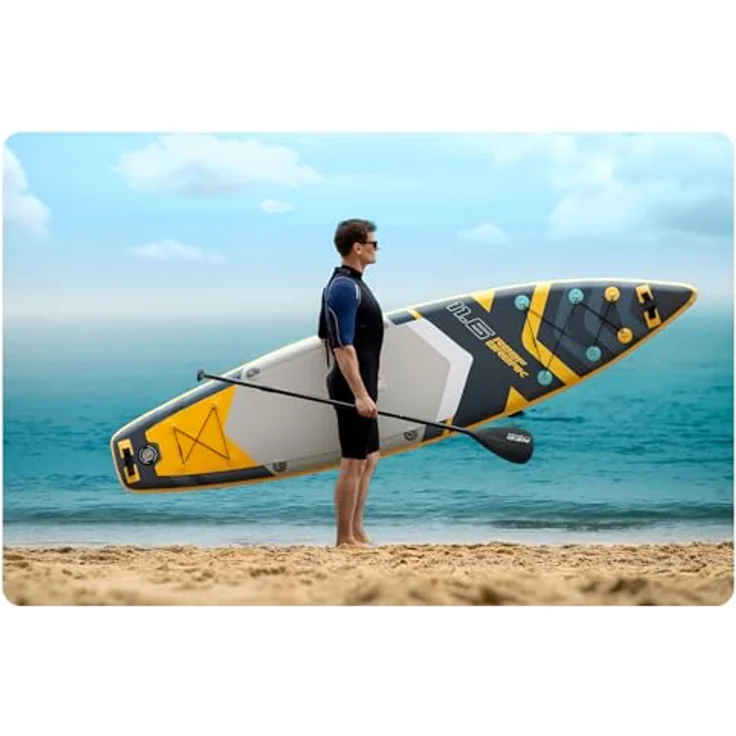 Neo-Sport Reefbreak 11.6, Aufblasbares Stand Up Paddle Board Set, 350 cm, inkl. Doppelpaddel, Handpumpe, Leash, Rucksack, für bis zu 150 kg, rutschfestes EVA-Deck – Bild 3