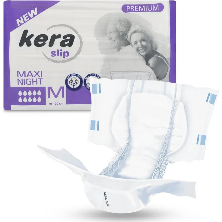 Kera Windeln Inkontinenz Slip MAXI NIGHT - saugstarke Windeln für Erwachsene (mit doppeltem AUSLAUFSCHUTZ, Atmungsaktive Erwachsenen Windel Cotton Feel, 20-St., blau)