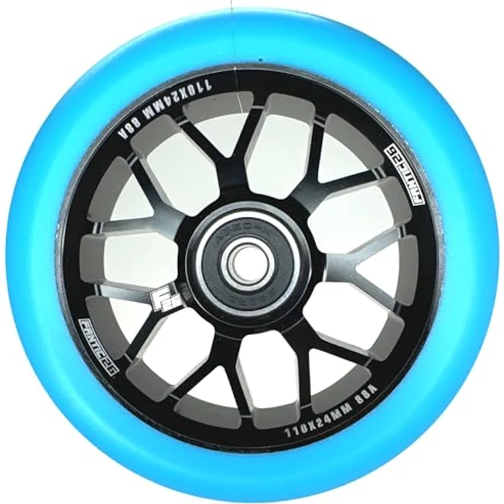 Fantic26 Spy7 Stunt-Scooter Rolle 110mm Abec11, Aluminium 6061, Schwarz / Pu Türkis – Bild 7