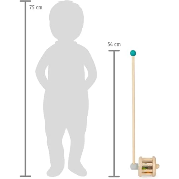 Small Foot - Wooden Push Figure Rattle, Babyspielzeug aus Holz, ergonomisches Design – Bild 6