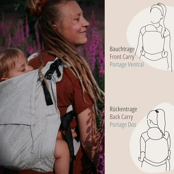 Hoppediz Babytrage Buckle Toddler, verstellbares Rückenteil, ergonomische Träger, integrierte Kopfstütze, für Kinder von Größe 80/86 bis 116 – Bild 4