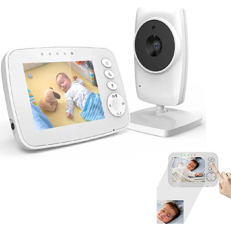 Dopwii Babyphone mit Videokamera, 2.4 GHz Gegensprechfunktion, Nachtsicht, Silber