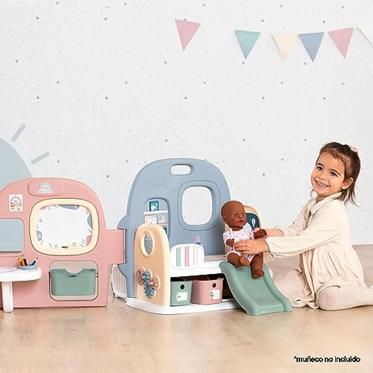 Smoby - Baby Care Puppen-Kita - einklappbares Spielcenter (107,9x77,9x51 cm) mit 360° Spielfläche und 27 Extras, für Kinder ab 3 Jahre – Bild 2
