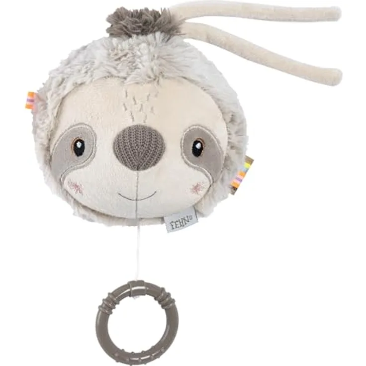 Fehn Spieluhr Faultier, Kuscheltier & Einschlafhilfe mit Melodie "Brahms Wiegenlied", 13 cm, maschinenwaschbar, für Babys ab 0 Monaten