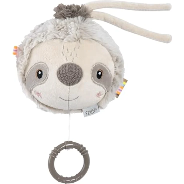 Fehn Spieluhr Faultier, Kuscheltier & Einschlafhilfe mit Melodie "Brahms Wiegenlied", 13 cm, maschinenwaschbar, für Babys ab 0 Monaten – Bild 1