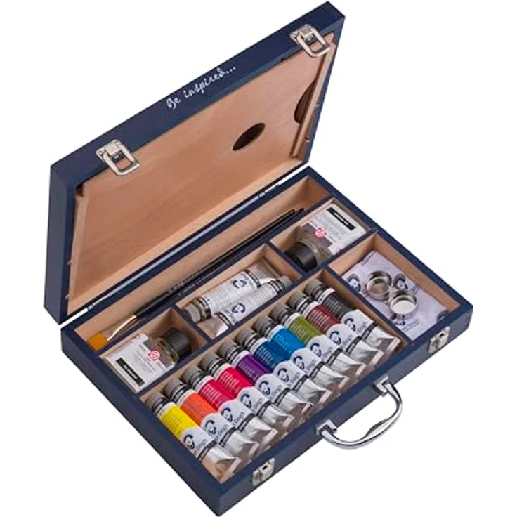 Talens Van Gogh Ölfarben-Starterbox XL, 12 x 40 ml Tuben mit Zubehör, Holzbox, inkl. Farbmischanleitung – Bild 7