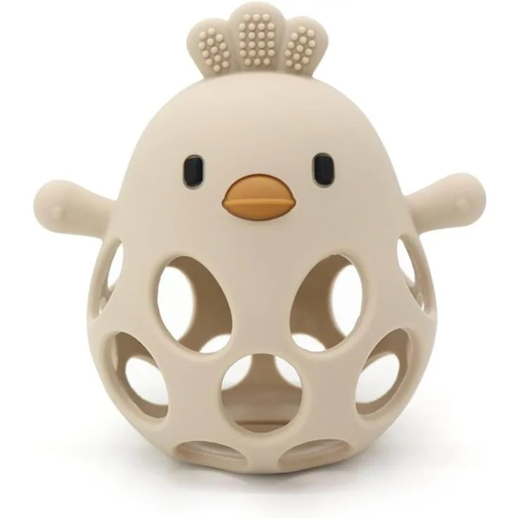 Magni Duckling Teether Ball, LFGB Silikon, motorisches Spielzeug in Beige, 6 Monate+
