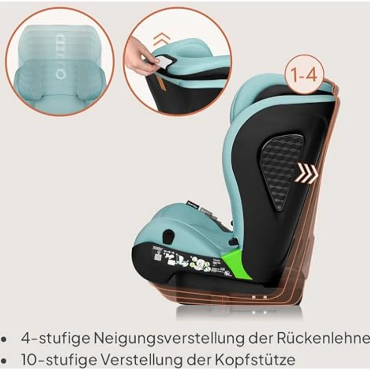 lionelo Autokindersitz NEAL I-SIZE, für Kinder von 100-150 cm, Isofix & Gurt, Getränkehalter, waschbarer Bezug – Bild 5