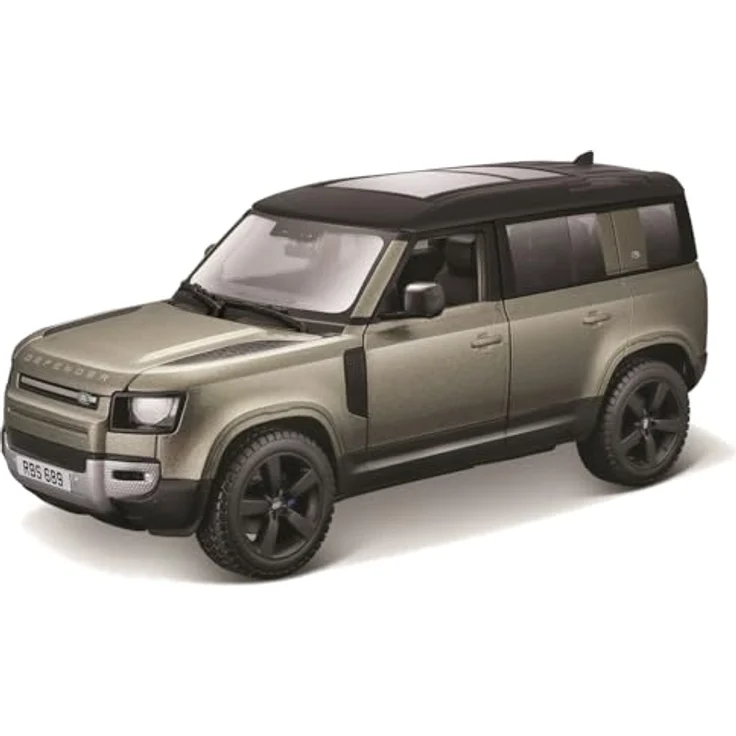 Bburago Land Rover Defender 110 (2022), Maßstab 1:24 Diecast Replica mit zu öffnenden Türen, grün oder grau metallic, offizielle Land Rover-Lizenz – Bild 1