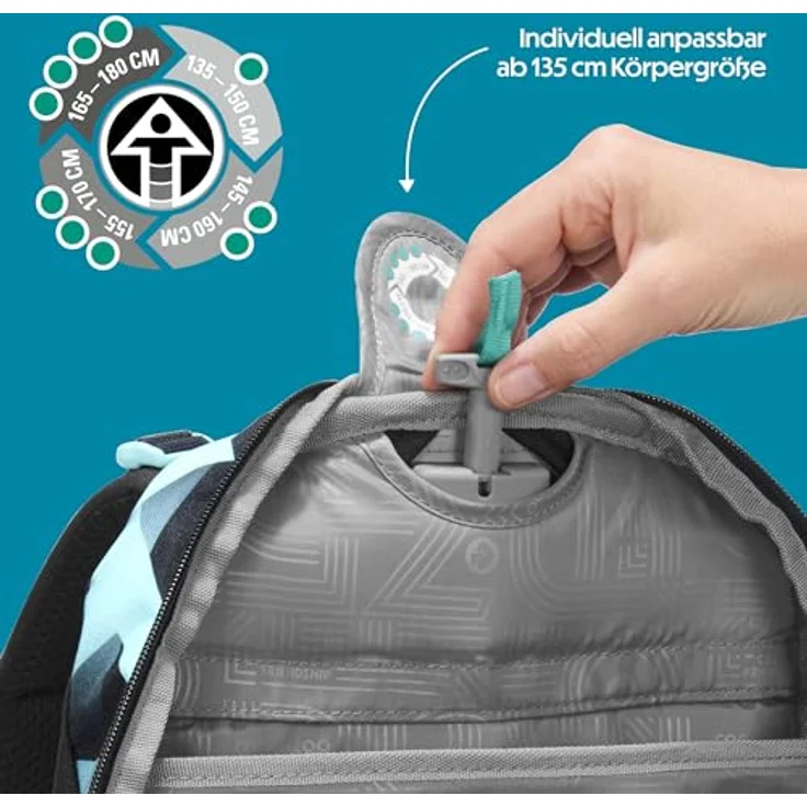 coocazoo Schulrucksack MATE, Laser Lights, ergonomisch mit Easy-Grow-System, 30 Liter Volumen, individuell gestaltbar – Bild 5