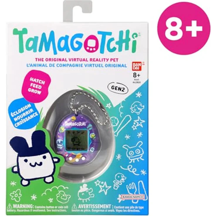 Bandai Tamagotchi, digitales Haustier in Schwarz mit tragbarem Design für interaktives Spielen – Bild 7