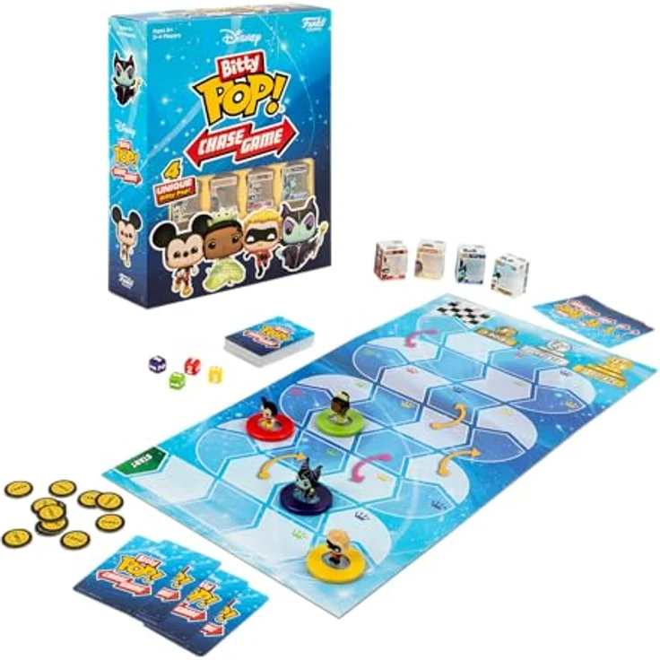 Funko Games Bitty Pop! Chase-Spiel – Disney, Brettspiel mit 4 exklusiven Disney-Figuren, für 2–4 Spieler ab 6 Jahren – Bild 2