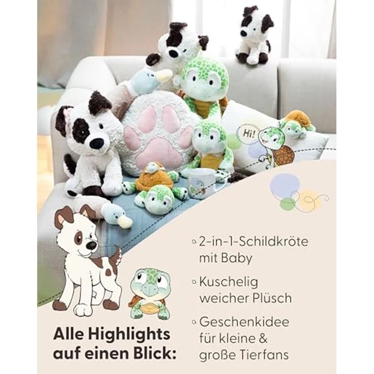 NICI Kuscheltier Schildkröte mit Baby 28cm, grünes Stofftier aus weichem Plüsch, niedliches Plüschtier zum Kuscheln und Spielen, perfekte Geschenkidee für Kinder & Erwachsene | 63070 – Bild 5