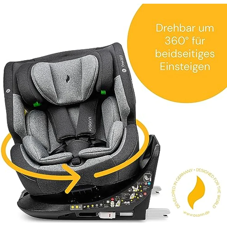 Osann Autokindersitz One360 i-Size, 360 Grad drehbarer Kindersitz Reboarder mit Isofix, ab: Geburt, Modernes Design und hochwertige Verarbeitung, verschiedene Farben – Bild 5