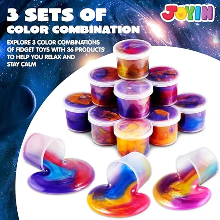 JOYIN Galaxy Slime Tasse Party Favors, 36 Pack Fluffy Schleim, nicht klebend, sicher für Kinder, ideale Klassenzimmer Belohnung – Bild 2