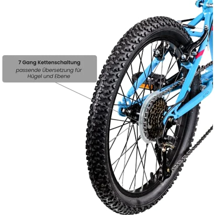 Galano GA20 Kinderfahrrad 20 Zoll 120 - 135 cm Mädchen Jungen Fahrrad ab 5 Jahre Mountainbike 7 Gänge MTB Hardtail Kinder Fahrrad blau, 26 cm – Bild 5