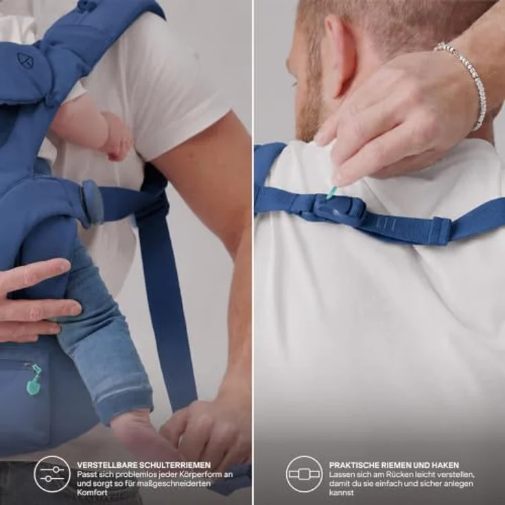 Koala Cuddle Carry Babytrage, ergonomisch, mitwachsend für Neugeborene bis 20,4 kg, verstellbare Kopfstütze, Bauch-, Front- und Rückentrageweise – Bild 6