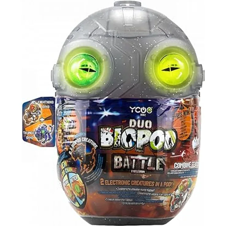 Silverlit YCOO Biopod Battle Duo Pack, Elektronische Dinosaurier-Kreatur zum Bauen mit Sound- und LED-Lichteffekten, 4 Kreaturen, inkl. Batterien, Spielzeug für Kinder ab 5 Jahren