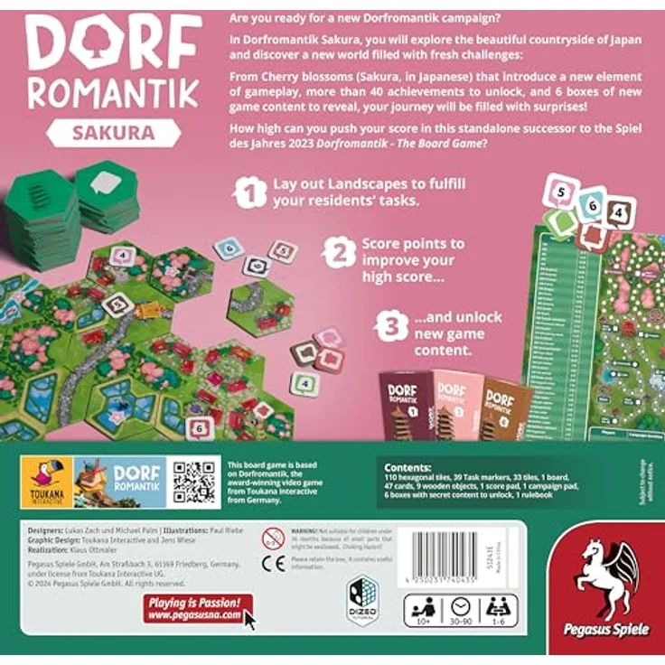 Pegasus Spiele 51243E Dorfromantik – Sakura (English Edition), Ideal gift for parties, Outstanding design – Bild 3