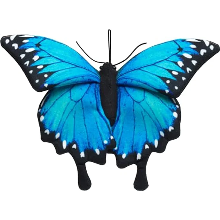 Uni-Toys Schmetterling blau, Plüsch-Insekt mit Schlaufe, 26 cm Breite, aus 100% recyceltem Füllmaterial, hochwertig verarbeitet – Bild 1