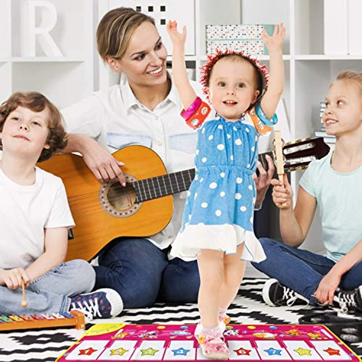 EXTSUD Klaviermatte,Kinderspielzeug Geschenk für Jungen Mädchen,Kleinkind Tanzmatten,Baby Spielzeug ab 1 Jahr Geschenk, Mädchen Instrumenten Klaviertastatur Keyboard Musikmatte – Bild 7