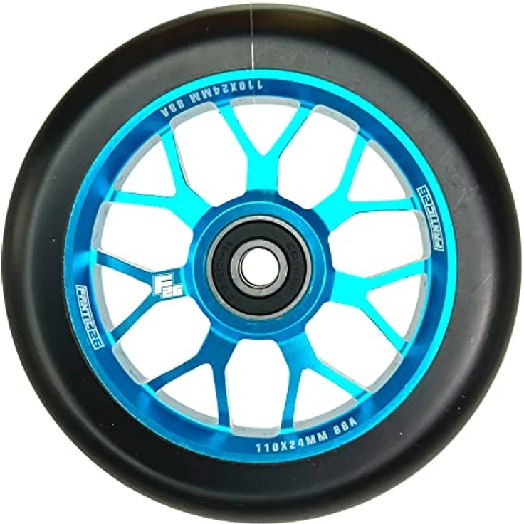 Fantic26 Stuntscooter Fantic26 Spy7 Stunt-Scooter Rolle 110mm Abec11 Türkis/Pu Schwarz, Aluminiumlegierung, ABEC-11 Kugellager, 88A Härte – Bild 4