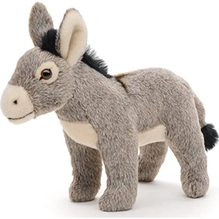Uni-Toys - Plüsch-Esel grau, stehend - 20 cm (Höhe) - Kuscheltier mit naturgetreuem Design und recyceltem Füllmaterial