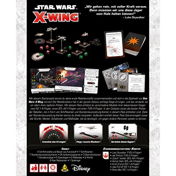 Atomic Mass Games Star Wars: X-Wing 2. Edition - Rebellenallianz Staffel, Starterpack mit 4 Modellen und Spielzubehör (Deutsch) – Bild 2