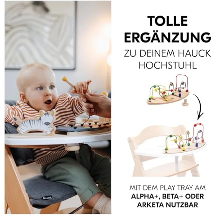 hauck Play Moving, Water Animals - Motorikschleife ab 12 Monaten, Kompatibel mit Play Tray Spielbrett für Alpha+, Beta+ und Arketa Holzhochstuhl, Baby Holz Spielzeug Fördert Auge Hand Koordination – Bild 2