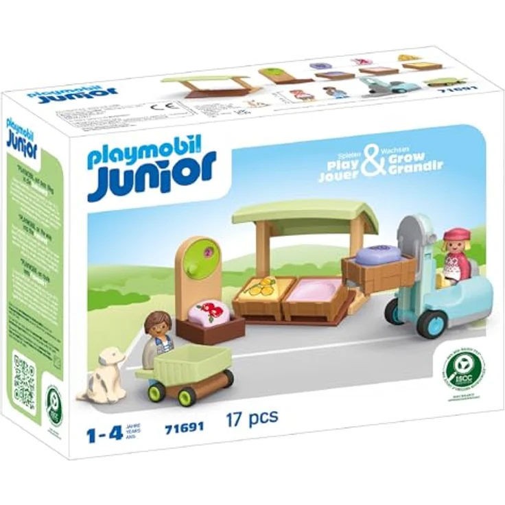 Playmobil® 71137 Bio-Marktstand mit Gabelstapler, inkl. Obst- und Gemüsekisten, Playmobil® Junior – Bild 2