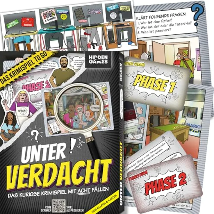 Hidden Games - Unter Verdacht: Von Killern und Katzen - Detektivspiel mit 8 Kriminalfällen, 3 Schwierigkeitsgraden, für 1–4 Spieler