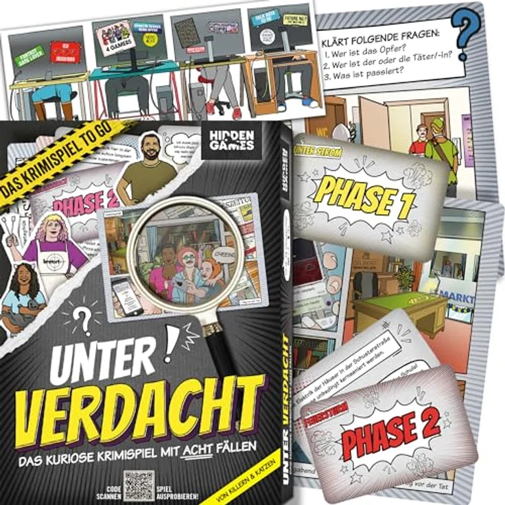 Hidden Games - Unter Verdacht: Von Killern und Katzen - Detektivspiel mit 8 Kriminalfällen, 3 Schwierigkeitsgraden, für 1–4 Spieler – Bild 1
