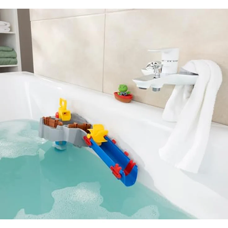AquaPlay Sploshy Mountain Badewannenspielzeug - Interaktive Wasserbahn mit Pumpe, Stausee & Boot - Inkl. Saugnäpfe - Für Kinder ab 1,5 Jahre - Made in Germany - UV-beständiger Kunststoff, bunt – Bild 5
