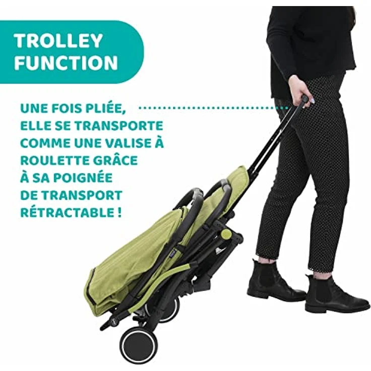 Chicco Trolley Me Kinderwagen, ultraleicht, kompakt, faltbar und neigbar von der Geburt bis 15 kg, mit Trolley-System, Regenhülle und ausziehbarem Verdeck – Feile – Bild 4