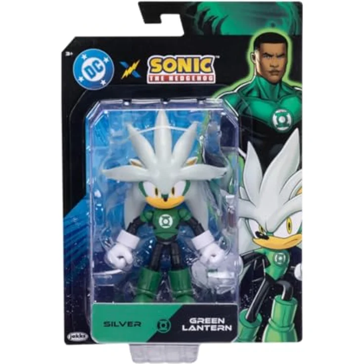 Sonic The Hedgehog Sonic Silver als Green Lantern, 13 cm große hochbewegliche Actionfigur mit detailliertem Design, offiziell lizenziert von Jakks Pacific, Sammlerverpackung – Bild 4