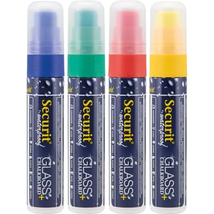 Securit Kreidestifte, 4er Set, schmutzresistent, 15 mm, für nicht-poröse Oberflächen – Bild 1