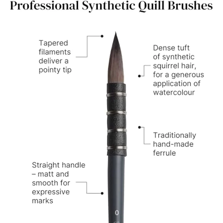Winsor & Newton Professional Aquarellpinsel 5011506, synthetische Fasern, ergonomischer Griff, kurze Stiel - Mittelpinsel für Aquarellfarben – Bild 3