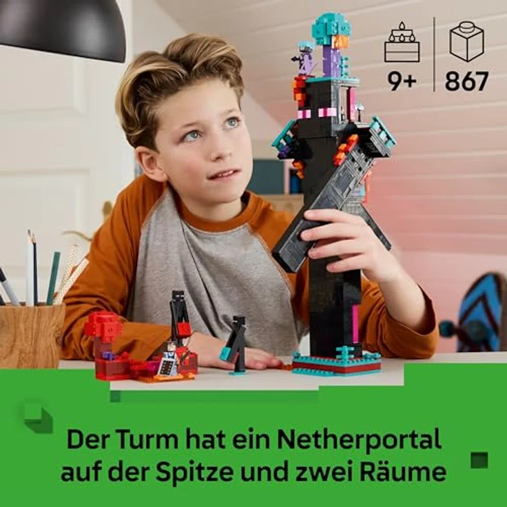 LEGO Minecraft 21279 Der Enderman-Turm, Modularer Bausatz mit 4 Figuren, 867 Teile, Mehrfarbig – Bild 2