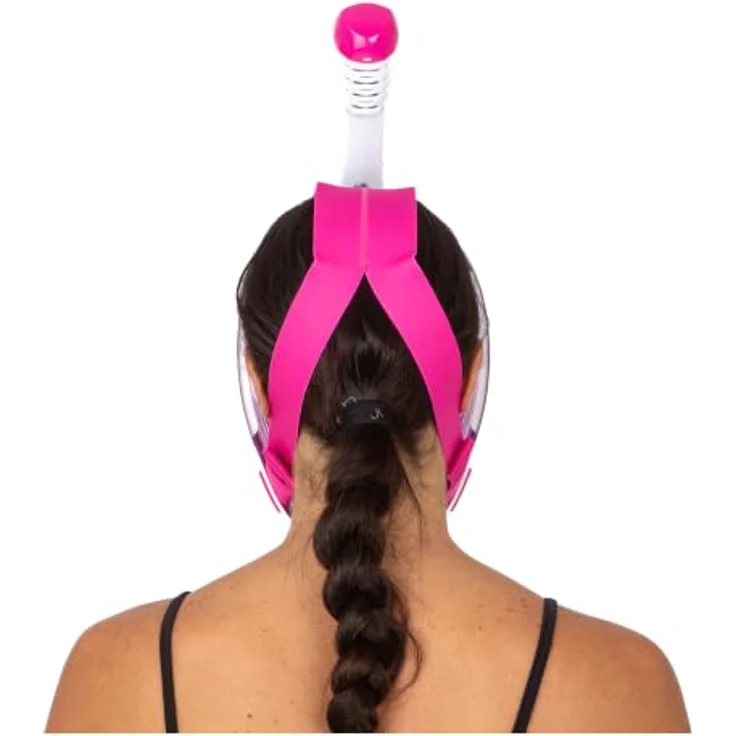 SEAC Magica Schnorchelmaske Vollgesichtsmaske mit Anti-Beschlag System, Dry Top Schnorchel und Auslassventil, weiß/rosa, XS/S – Bild 5